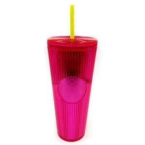 Starbucks Magenta Bling Tumbler Travel Cup With Straw Venti 24 fl oz Colorful